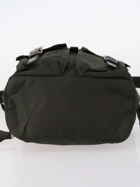 PRADA Backpack Nylon Khaki Silver Auth 147399 main image 13